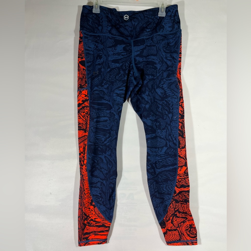UNDER ARMOUR HEATGEAR WOMEN LEGGING POWERED BY CELLIANT XL NAVY ORANGE NEW A54